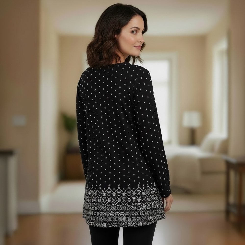 J. Jill Black and White Tunic Size XL - Picture 2 of 9